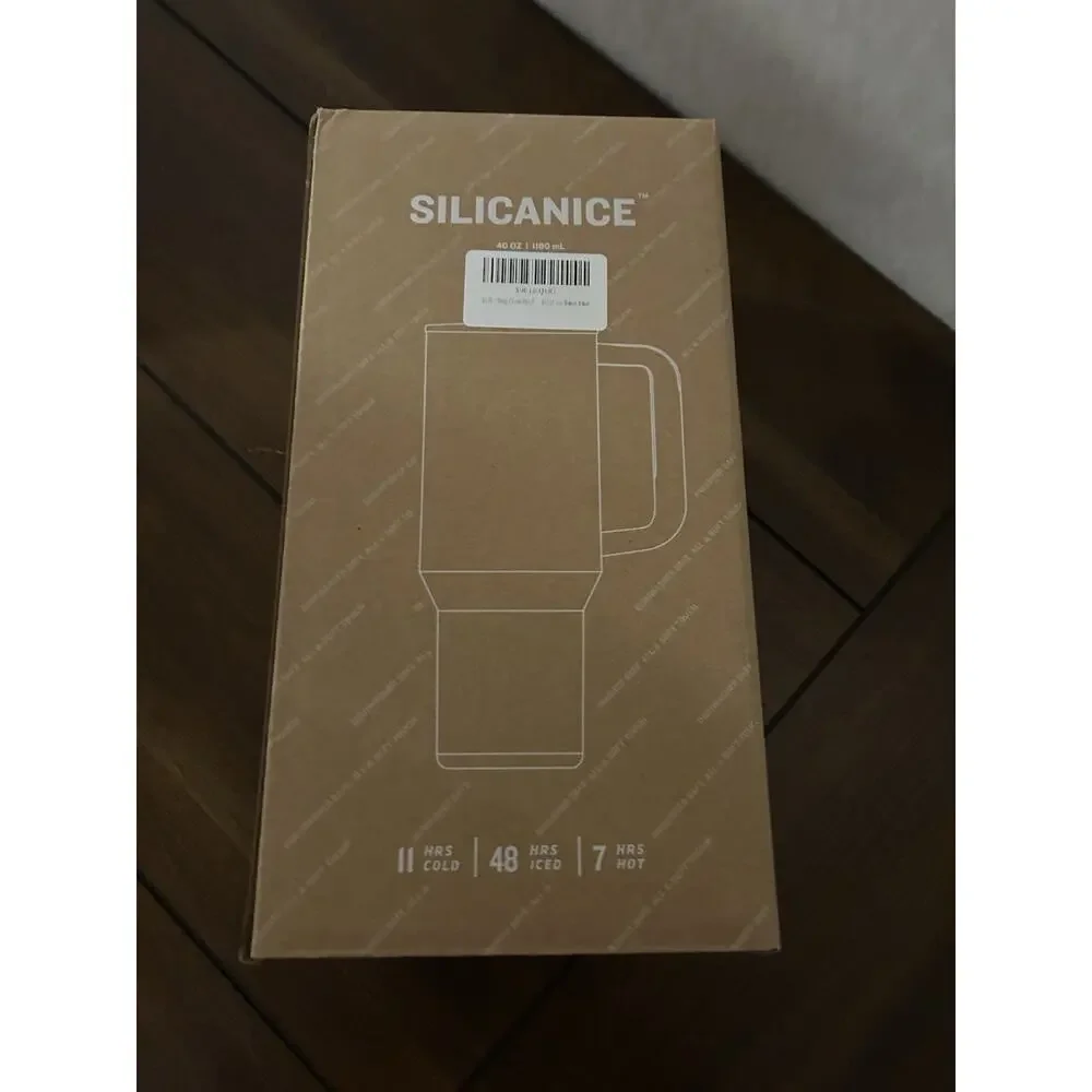 SILICANICE 40oz Stainless Steel Tumbler Straw Handle Leaf Yellow Insulated New